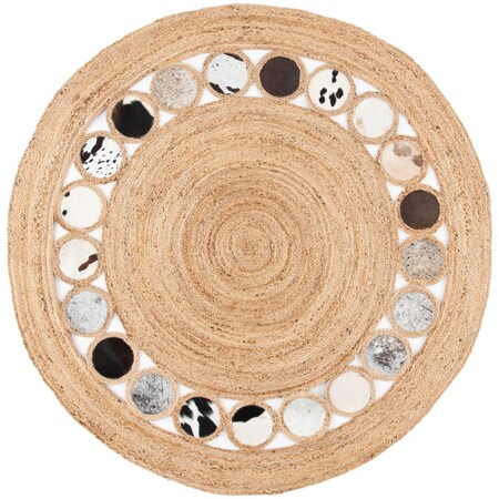 Safavieh 6 x 6 ft. Natural Fiber Round Area RugBeige & Silver NF370G-6R
